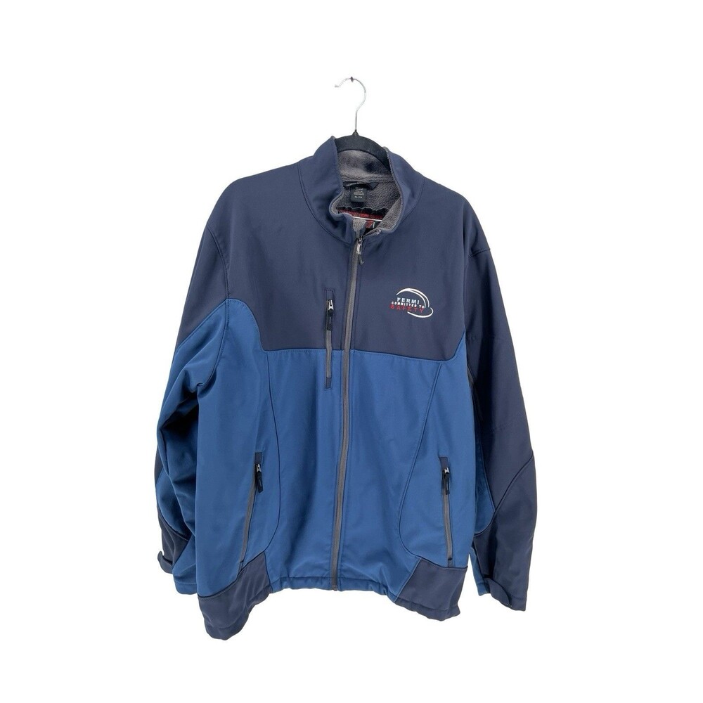 North End Mens XL Softshell Jacket Fermi Safety Embroidered Blue Workwear